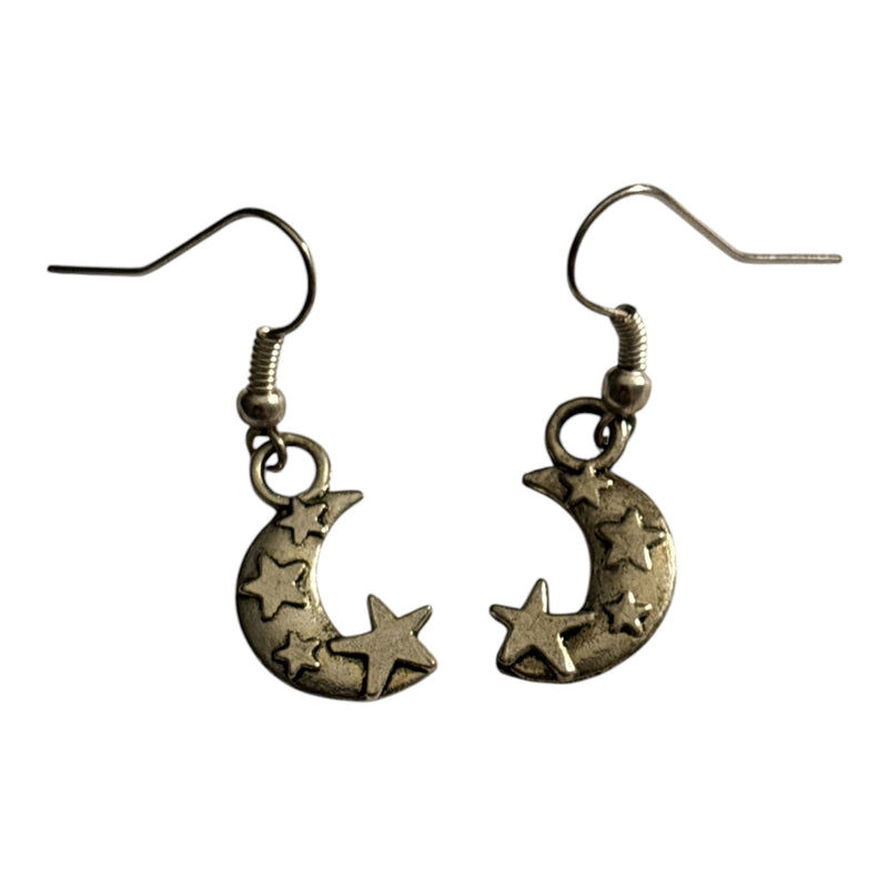 Moon and Stars Silver Charm Earrings