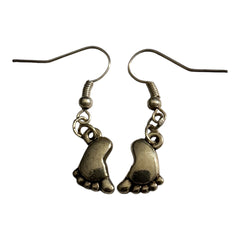 Feet Silver Charm Earrings with Nickle Free Ear Hooks