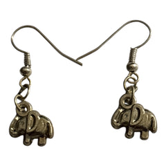 Elephant Silver Charm Earrings with Nickle Free Earhooks