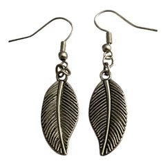 Feather Silver Charm Earrings with Nickle Free Earhooks
