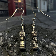 London Themed Silver Charm Earrings Big Ben Clock Charm with Nickle Free Earhooks