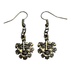 Green Man Wicca Silver Charm Earrings with Nickle Free Earhooks