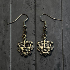 Green Man Wicca Silver Charm Earrings with Nickle Free Earhooks
