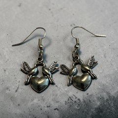 Lovebird Silver Charm Earrings with Nickle Free Earhooks