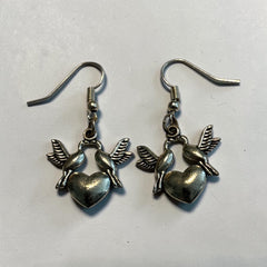 Lovebird Silver Charm Earrings with Nickle Free Earhooks