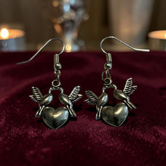 Lovebird Silver Charm Earrings with Nickle Free Earhooks