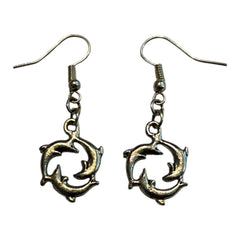 Dolphin Silver Charm Earrings with Nickle Free Earhooks