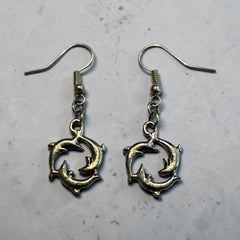Dolphin Silver Charm Earrings with Nickle Free Earhooks