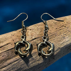 Dolphin Silver Charm Earrings with Nickle Free Earhooks