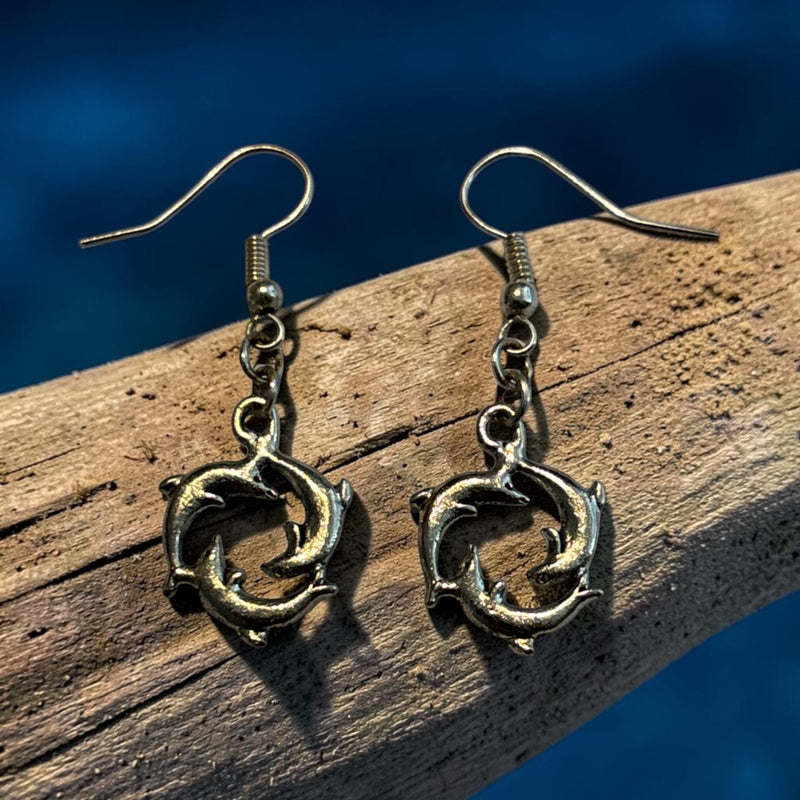 Dolphin Silver Charm Earrings with Nickle Free Earhooks