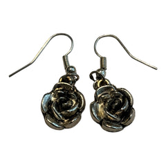 Rose Silver Charm Earrings with Nickle Free Earhooks
