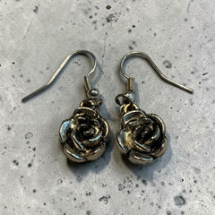 Rose Silver Charm Earrings with Nickle Free Earhooks