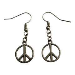 Peace Silver Charm Earrings with Nickle free Earhooks