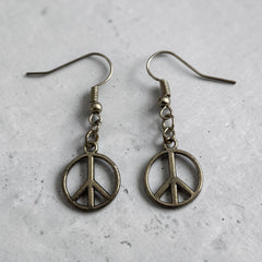 Peace Silver Charm Earrings with Nickle free Earhooks