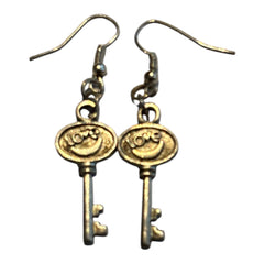 Love Key Valentine Silver Charm Earrings with Nickle Free Earhooks