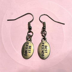 Best Friend Silver Charm Nickle Free Earhooks