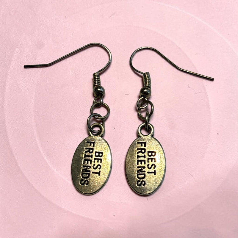 Best Friend Silver Charm Nickle Free Earhooks