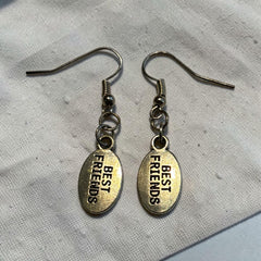 Best Friend Silver Charm Nickle Free Earhooks