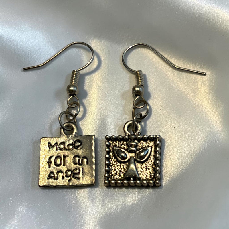 Made For an Angel Silver Charm Earrings with Nickle Free Earhooks