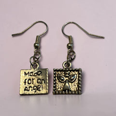 Made For an Angel Silver Charm Earrings with Nickle Free Earhooks