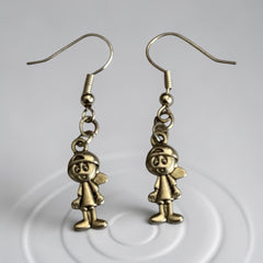 Boy Figure Silver Charm Earrings with Nickle free Earhooks