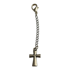 Cross Silver Charm Keyring