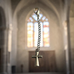 Cross Silver Charm Keyring