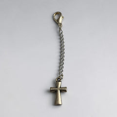 Cross Silver Charm Keyring