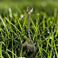 Dog Silver Charm Keyring