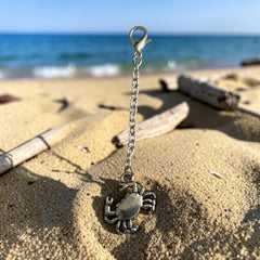 Crab Silver Charm Keyring