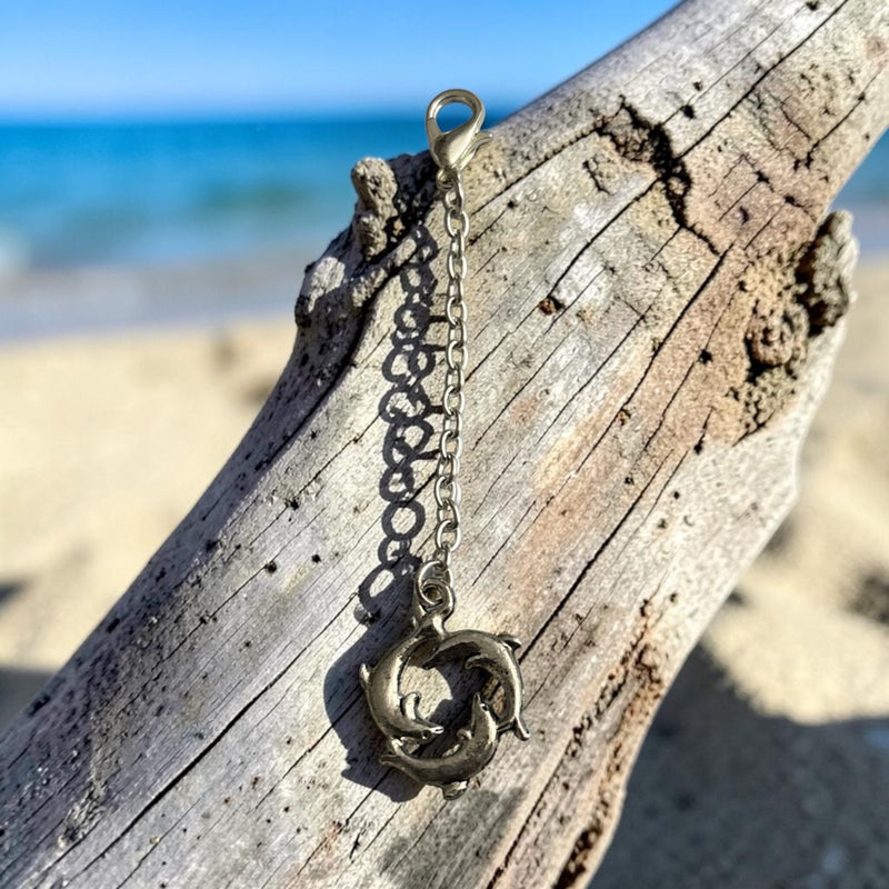 Circle of Dolphins Silver Charm Keyring