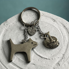 Dog named Rover Keyring with Silver Charm