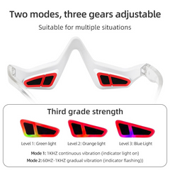 Adjustable vibration glasses with 3 light modes: green, orange, blue for multiple uses
