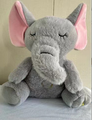 Soft gray plush elephant with pink ears, perfect gift for kids and families