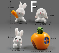 Cute white bunny figurines with carrot house, perfect for home decor or gifts