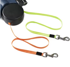 Bright neon dog leash with retractable handle, perfect for safe walks and pet gifts