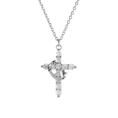 Sparkling cross pendant necklace with clear crystals, perfect for faith-inspired gifts