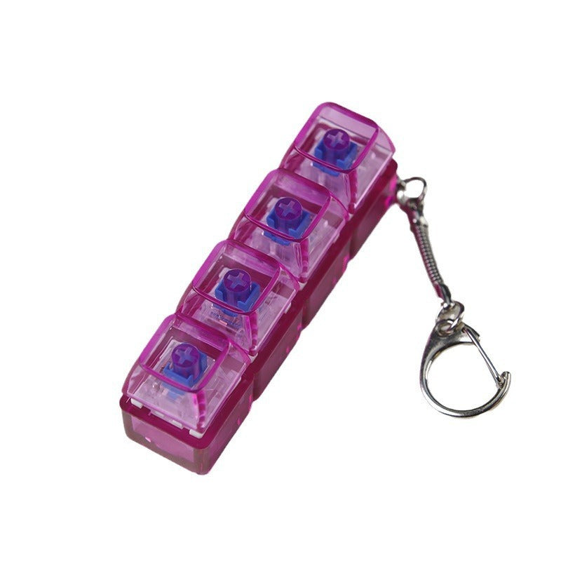 Purple 4-compartment pill organizer with keychain, portable medicine storage for daily use