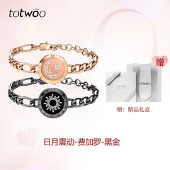Totwoo moon and sun charm bracelets in rose gold and black, gift set with luxury packaging