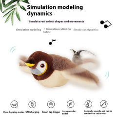 Flapping penguin plush toy with USB charging, smart tap trigger, and catnip option for interactive play
