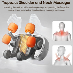 Trapezius shoulder and neck massager with orange rollers for deep relaxation