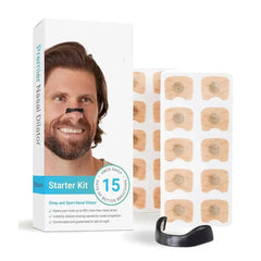 Premier Nasal Dilator Starter Kit with black nasal strips for better breathing during sleep and sports