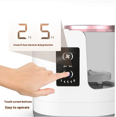 White baby bottle sterilizer with touch screen, 2H/5H timed air drying, easy to operate