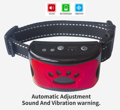 Rechargeable dog collar with sound and vibration training, automatic adjustment, paw print design