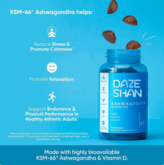 Daze Shan Ashwagandha Gummies for stress relief, relaxation, and endurance support