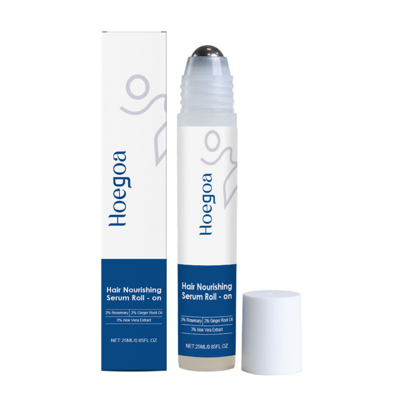 Hoegoa Hair Nourishing Serum Roll-on with rosemary, ginger root oil, and aloe vera extract for healthy hair care