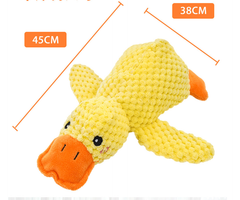 Yellow knitted duck plush toy, 45cm long, soft pet chew toy for dogs