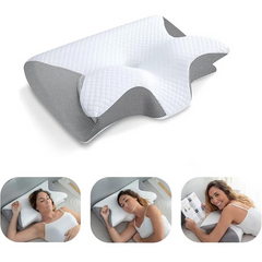 Ergonomic memory foam pillow for side and back sleepers, promoting comfort and support