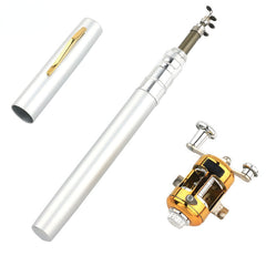 Compact portable fishing rod with golden reel, ideal for travel and outdoor gifts