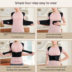 Easy 4-step guide to wear black posture corrector belt for back support and shoulder alignment